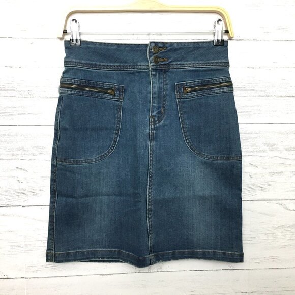 NEW prAna Women's Jean Skirt Broadway Denim Skirt True Blue Pockets size 0 - Picture 12 of 12